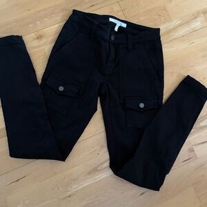 Joie Black Cargo Jeans Stretch Denim Lyocell Cotton blend size 25 waist